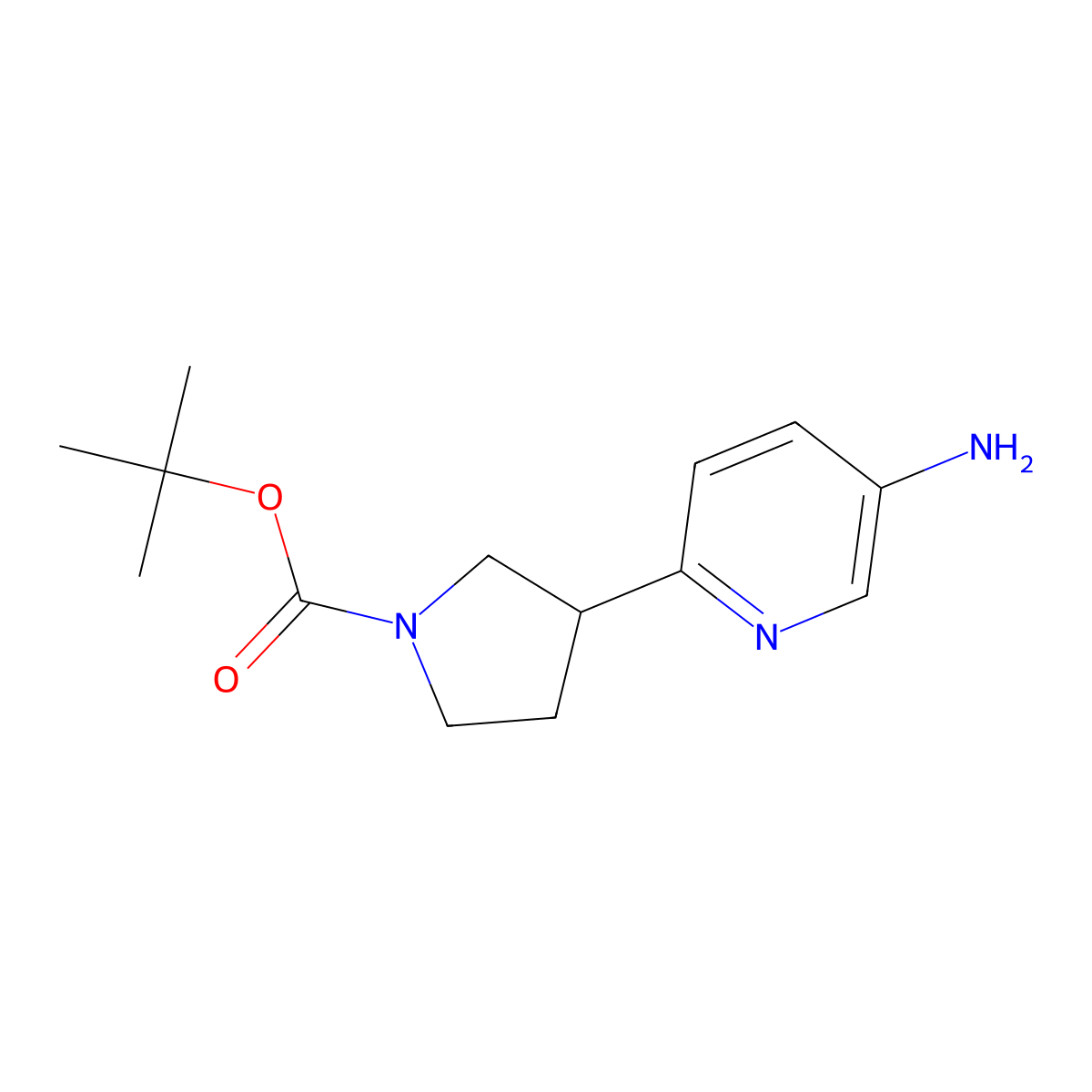 Tert-butyl 3-(5-aminopyridin-2-yl)pyrrolidine-1-carboxylate molecular structure, CAS 1402672-53-0
