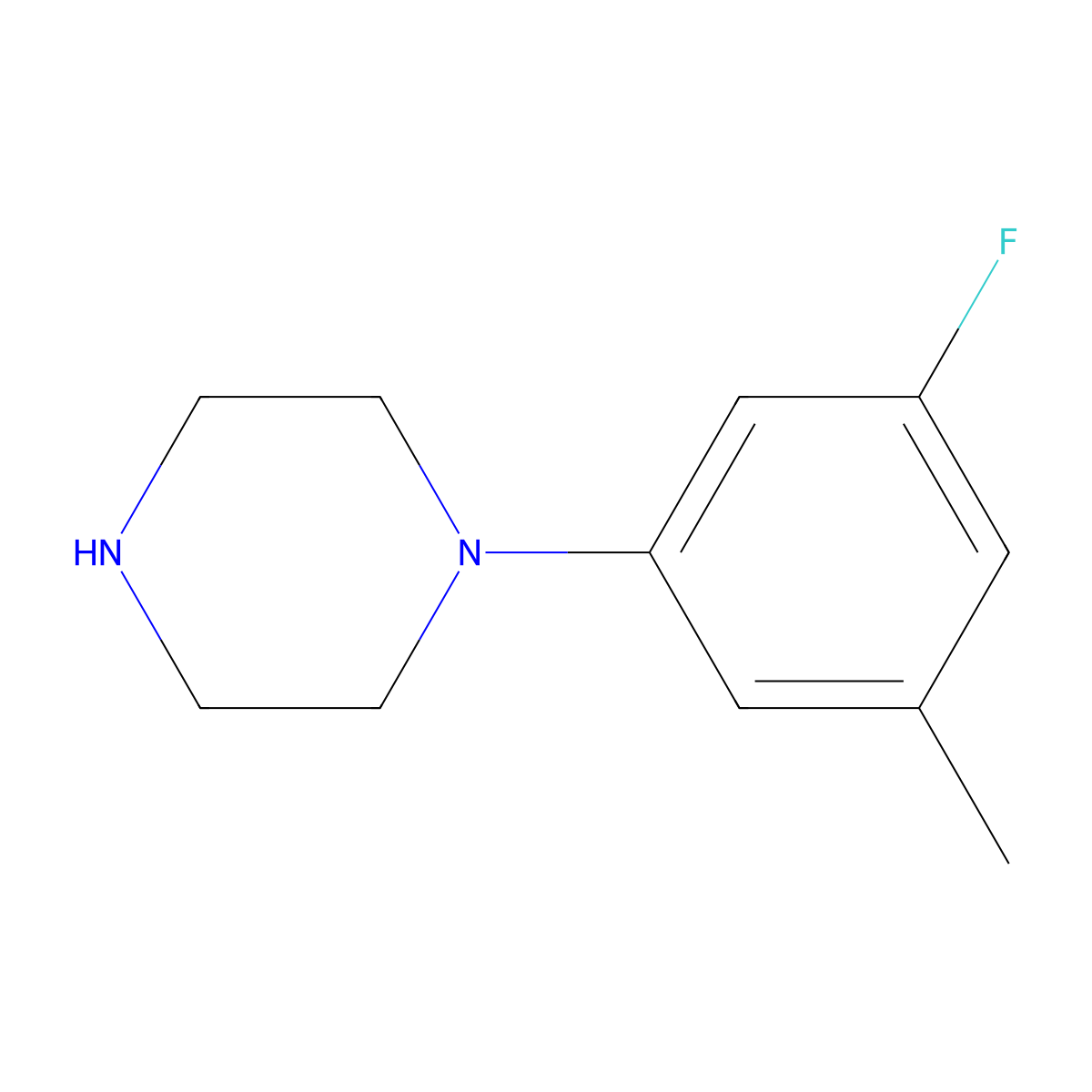 1-(3-Fluoro-5-methylphenyl)piperazine molecular structure, CAS 1402672-60-9