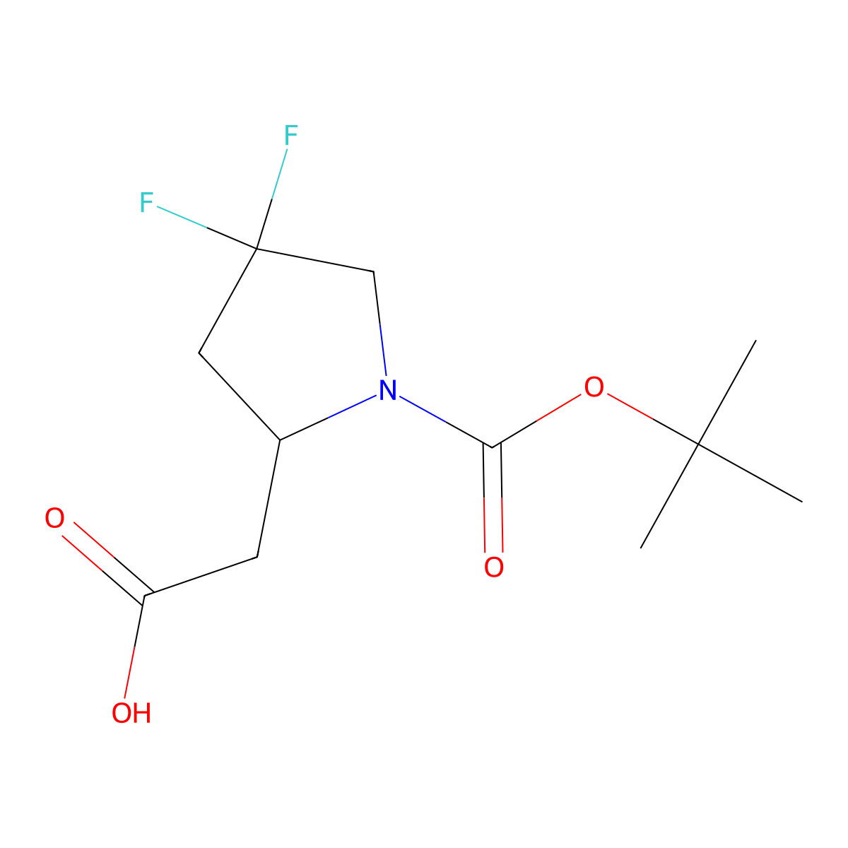 2-[(2R)-1-Tert-butoxycarbonyl-4,4-difluoro-pyrrolidin-2-YL]acetic acid molecular structure, CAS 1402687-79-9