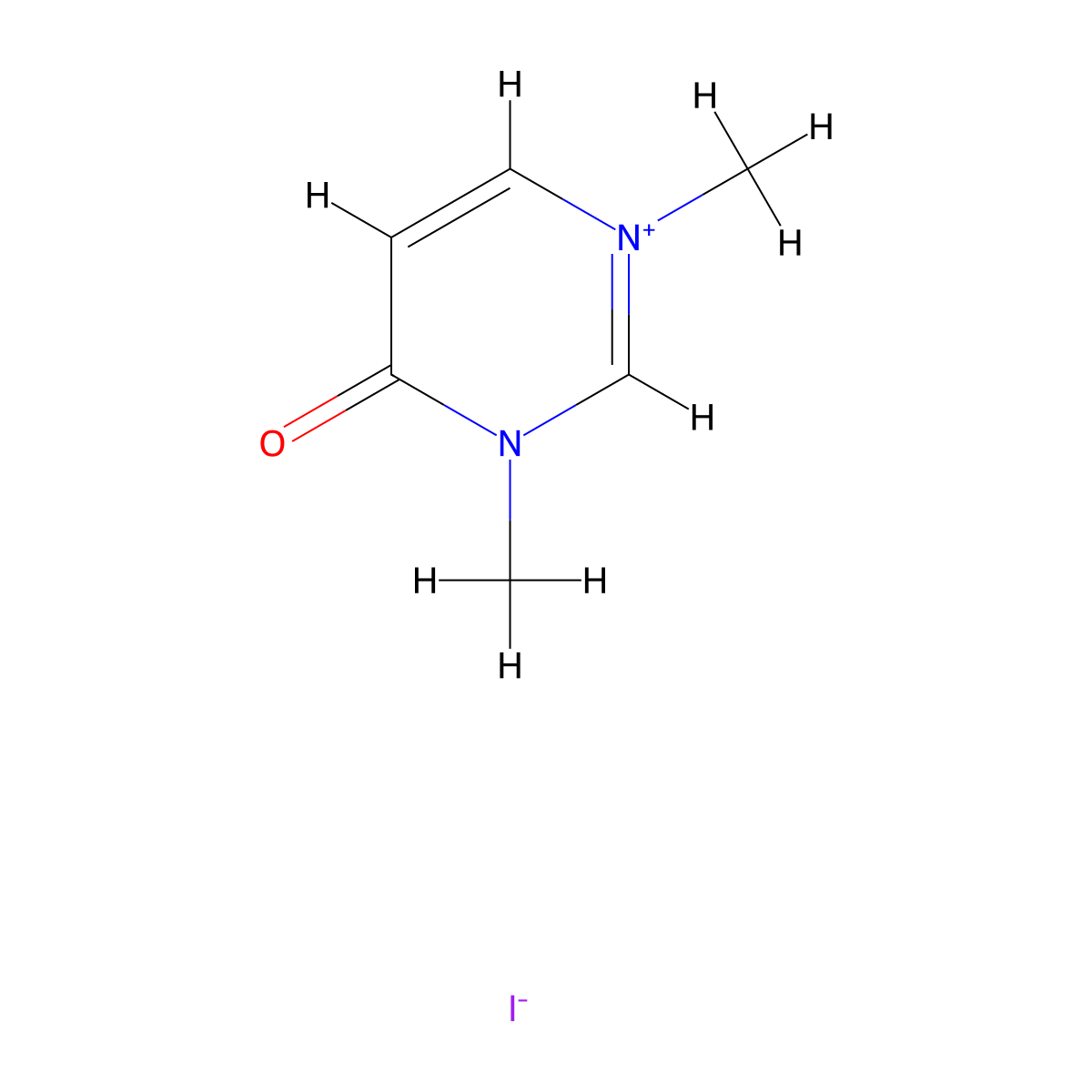 1,3-Dimethyl-4-oxo-3,4-dihydropyrimidin-1-ium iodide molecular structure, CAS 14027-62-4