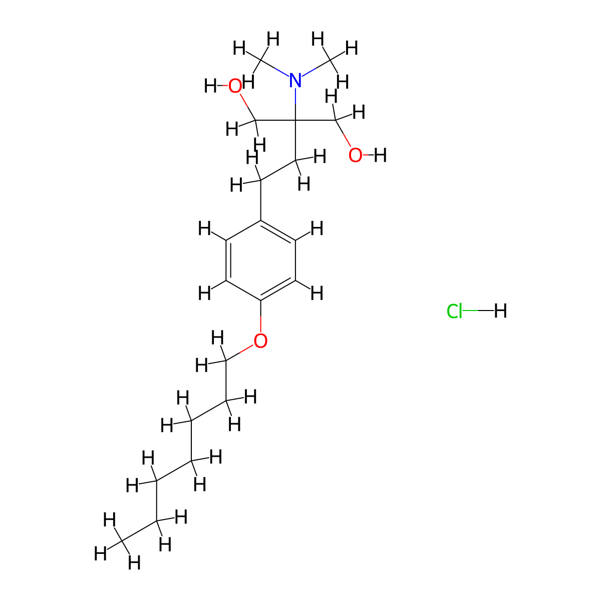 2-(Dimethylamino)-2-[2-(4-heptoxyphenyl)ethyl]propane-1,3-diol;hydrochloride molecular structure, CAS 1402703-29-0
