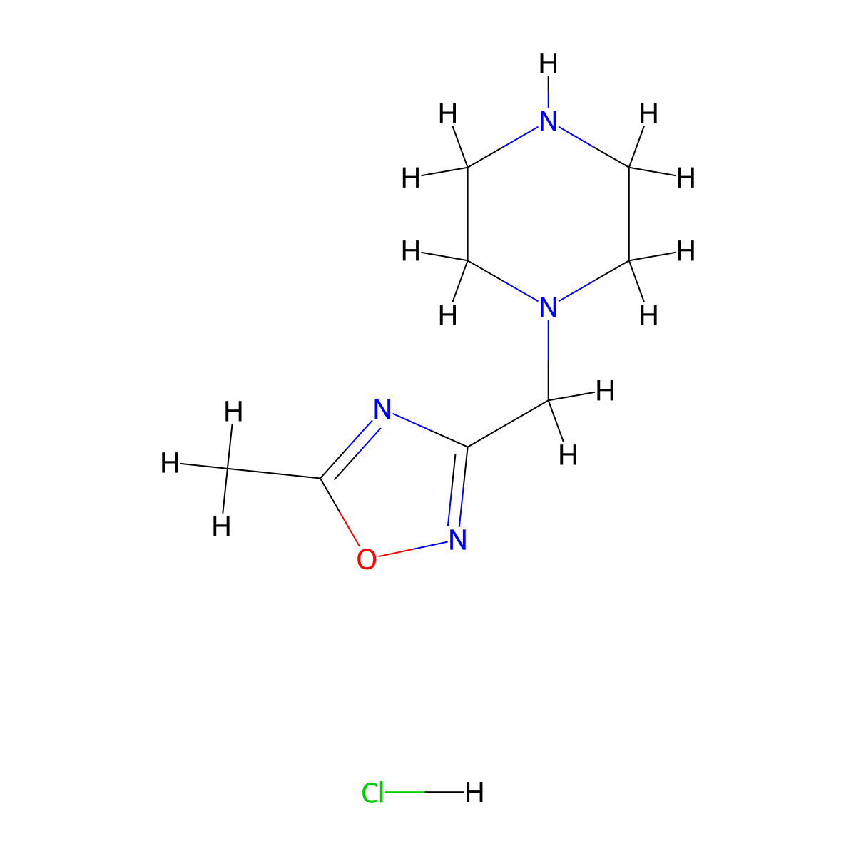 1-[(5-Methyl-1,2,4-oxadiazol-3-yl)methyl]piperazine hydrochloride molecular structure, CAS 1402709-99-2