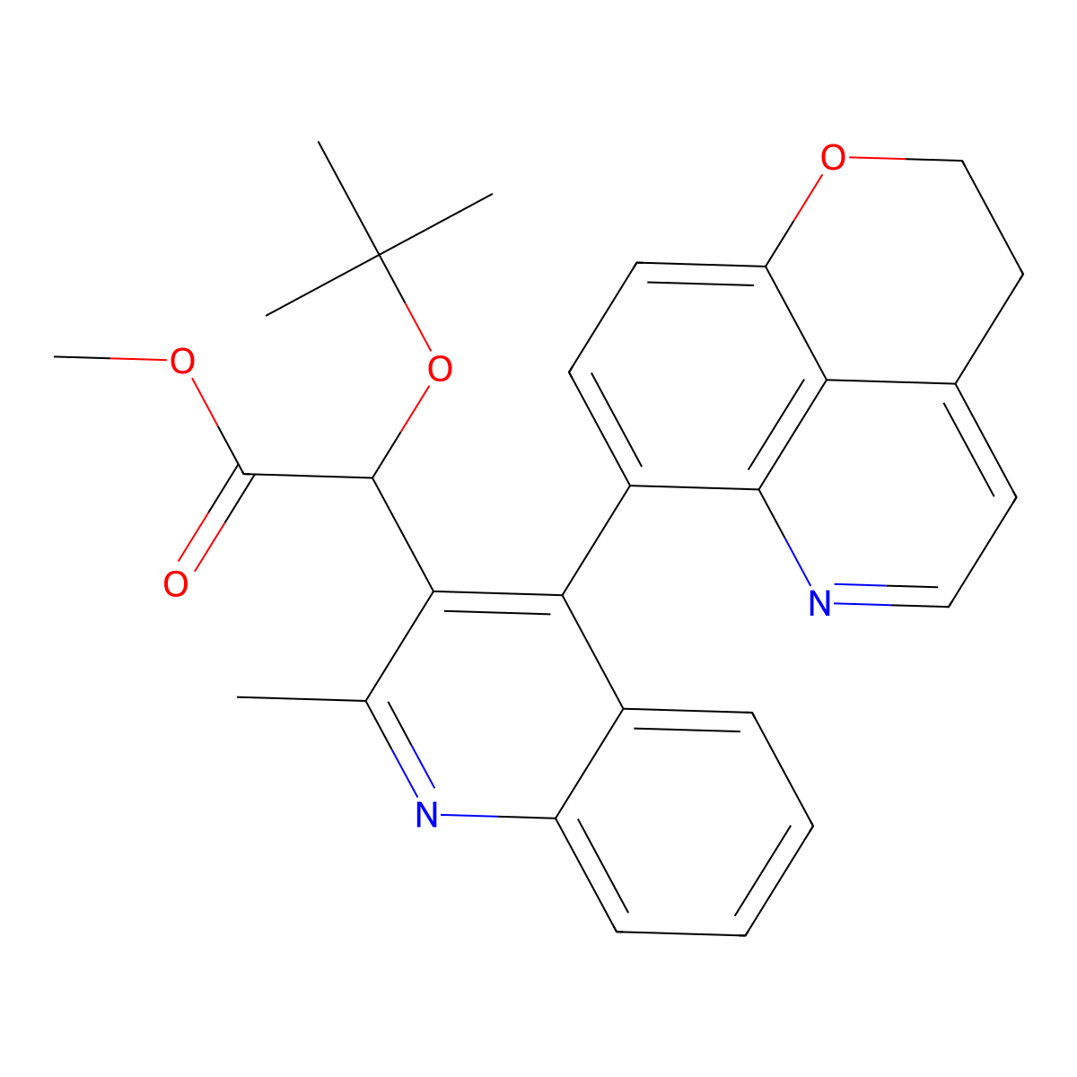 (S)-methyl 2-(tert-butoxy)-2-((R)-4-(2,3-dihydropyrano[4,3,2-de]quinolin-7-yl)-2-methylquinolin-3-yl)acetate molecular structure, CAS 1402714-51-5