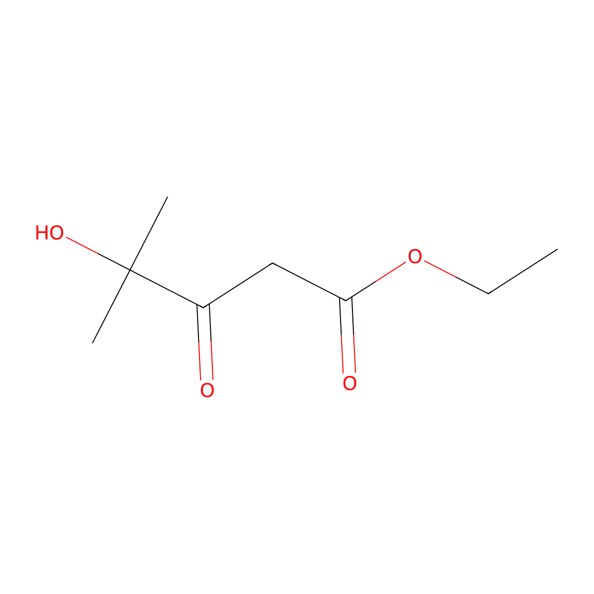 Ethyl 4-hydroxy-4-methyl-3-oxopentanoate molecular structure, CAS 1402731-34-3