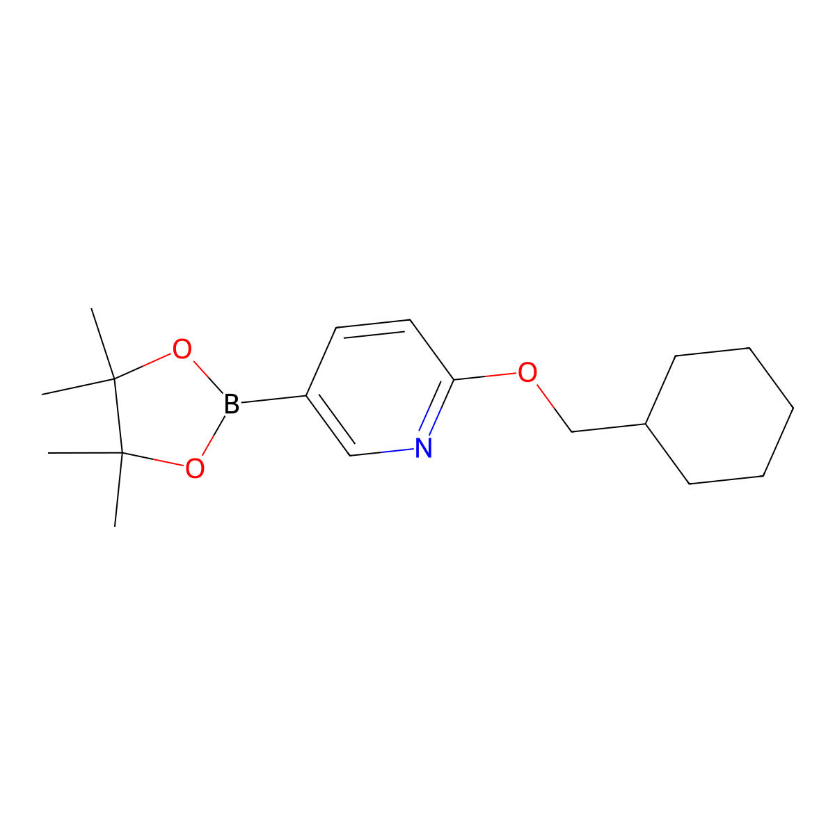 2-(Cyclohexylmethoxy)-5-(4,4,5,5-tetramethyl-1,3,2-dioxaborolan-2-yl)pyridine molecular structure, CAS 1402740-16-2
