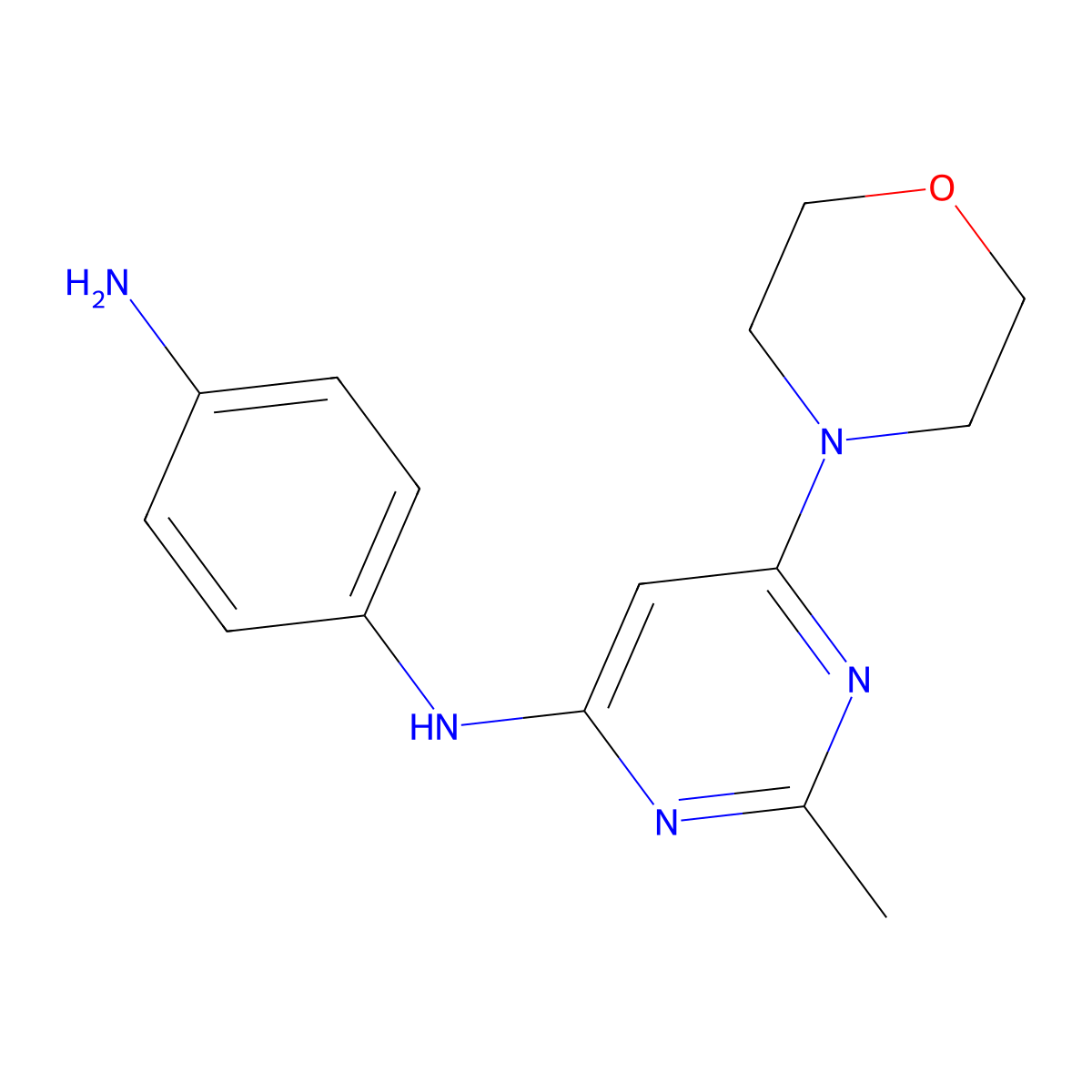 N1-(2-methyl-6-morpholinopyrimidin-4-yl)benzene-1,4-diamine molecular structure, CAS 1402747-67-4