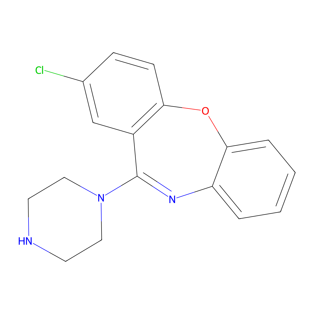 Amoxapine molecular structure, CAS 14028-44-5