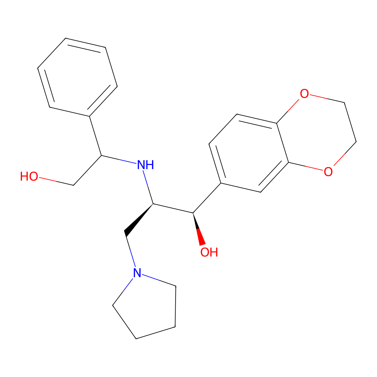(|AR,|AR)-|A-(2,3-Dihydro-1,4-benzodioxin-6-yl)-|A-[(2-hydroxy-1-phenylethyl)amino]-1-pyrrolidinepropanol molecular structure, CAS 1402831-08-6