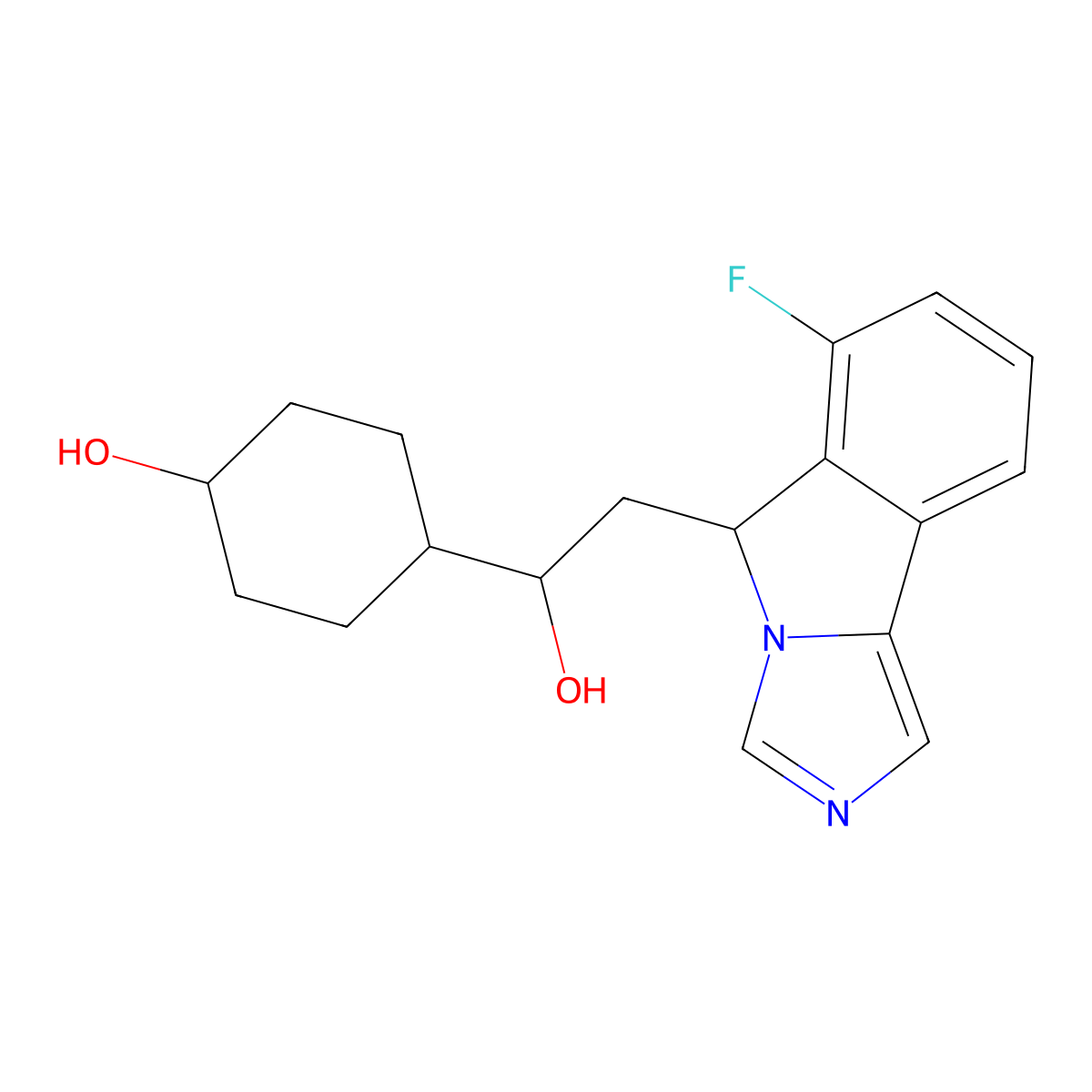 5H-Imidazo[5,1-a]isoindole-5-ethanol, 6-fluoro-alpha-(trans-4-hydroxycyclohexyl)- molecular structure, CAS 1402837-66-4