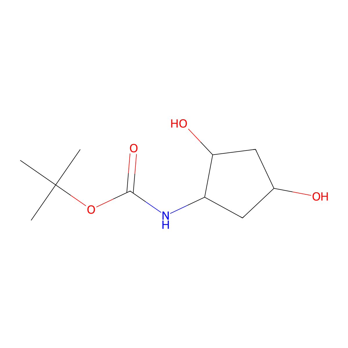 rac-tert-butyl N-[(1R,2R,4S)-2,4-dihydroxycyclopentyl]carbamate molecular structure, CAS 1402855-07-5