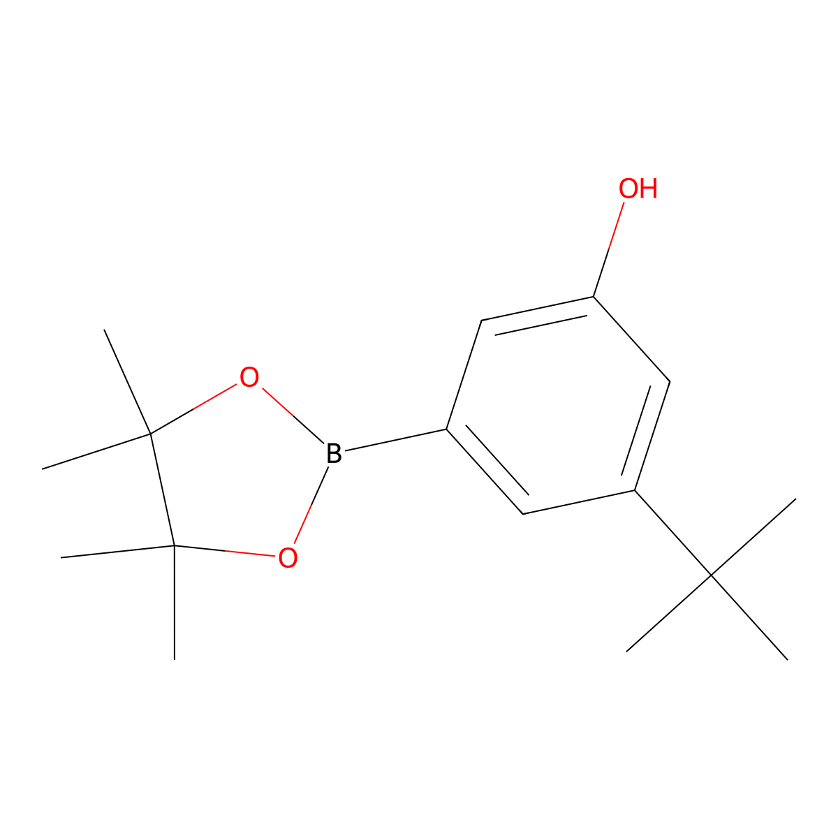 3-Tert-butyl-5-(tetramethyl-1,3,2-dioxaborolan-2-yl)phenol molecular structure, CAS 1402890-07-6