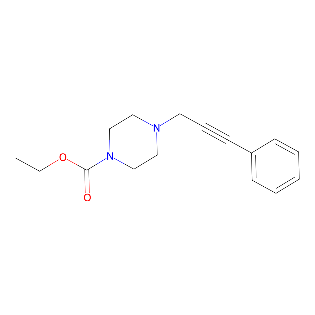 4-(3-Phenyl-prop-2-ynyl)-piperazine-1-carboxylic acid ethyl ester molecular structure, CAS 14029-75-5