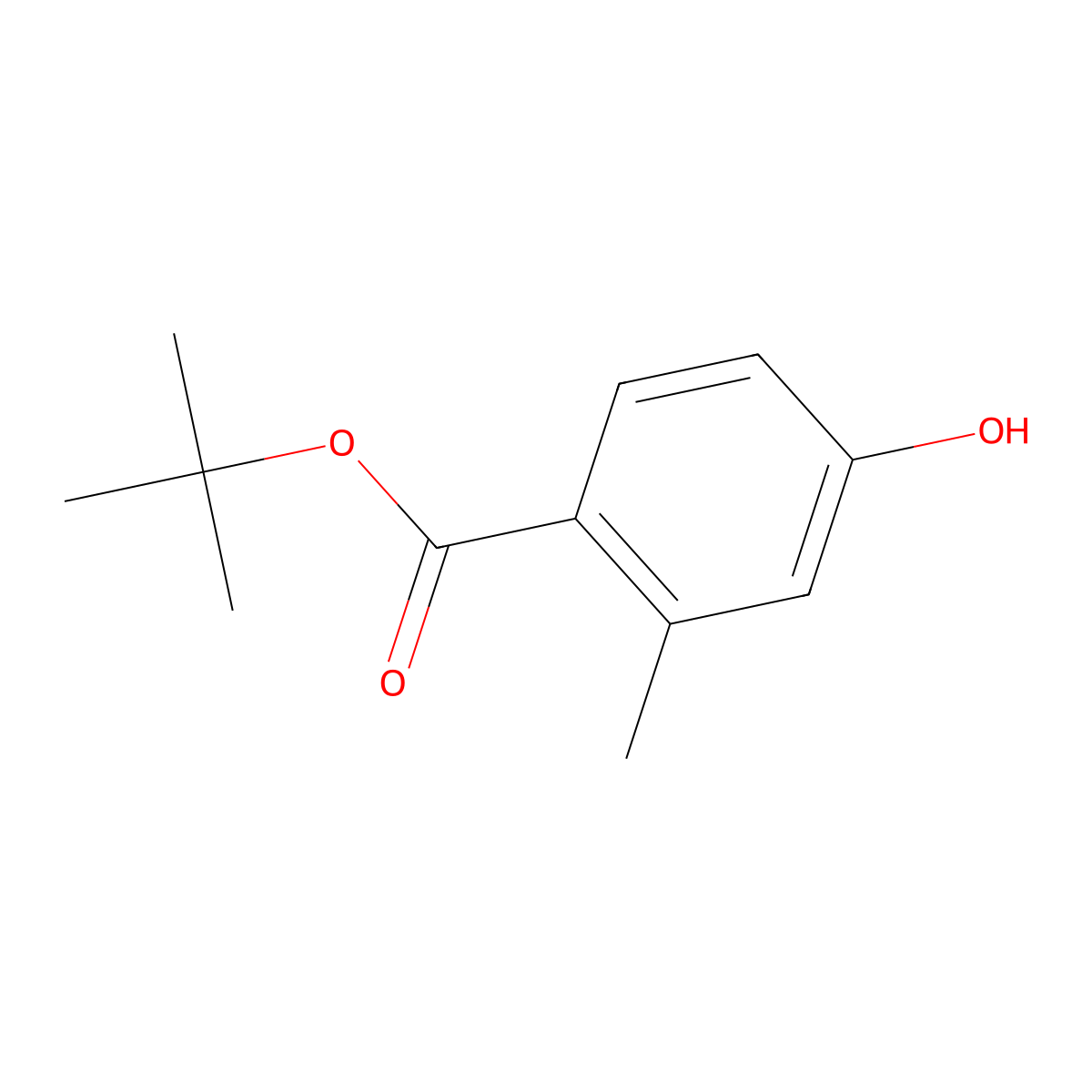 Tert-butyl 4-hydroxy-2-methylbenzoate molecular structure, CAS 1402936-02-0