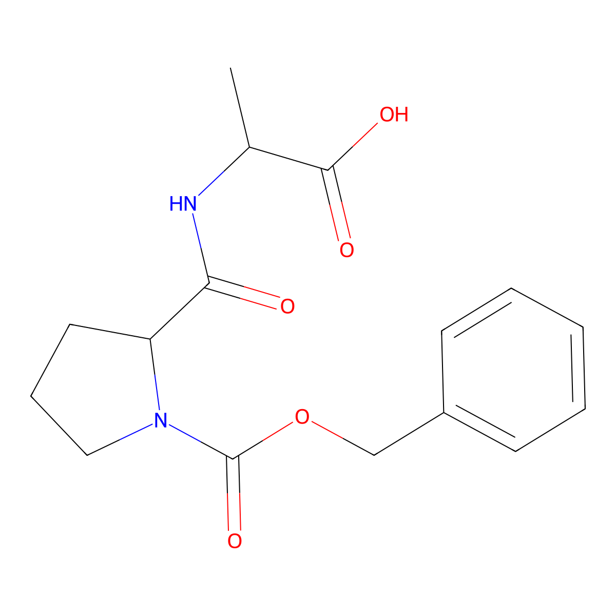 N-Benzyloxycarbonyl-L-prolyl-L-alanine molecular structure, CAS 14030-00-3