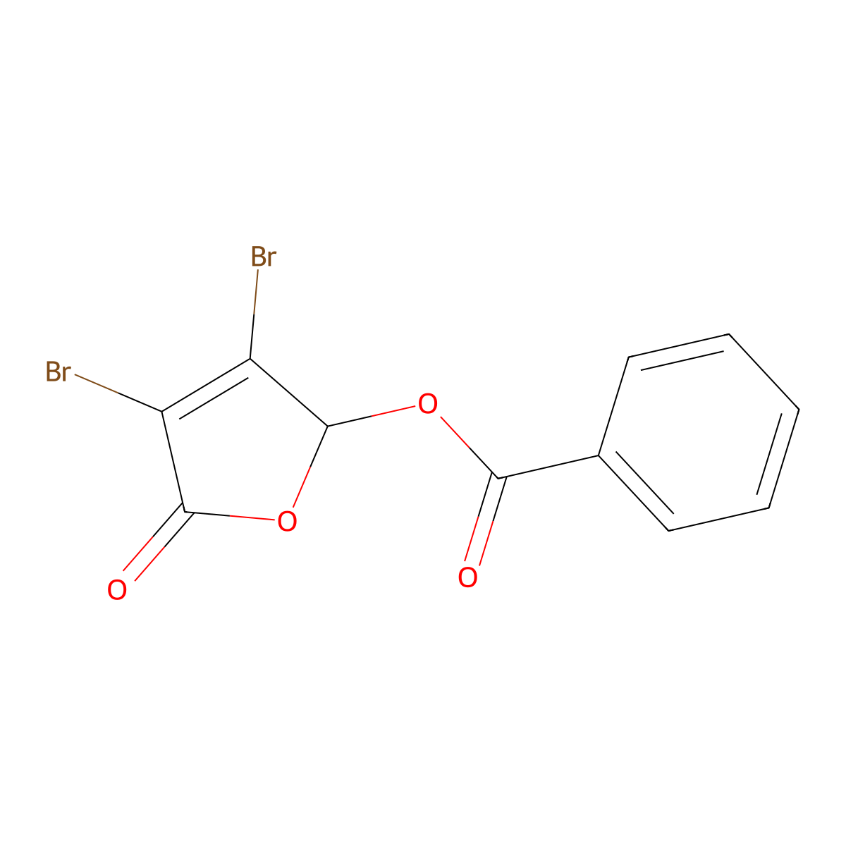 (3,4-dibromo-5-oxo-2H-furan-2-yl) benzoate molecular structure, CAS 14032-73-6