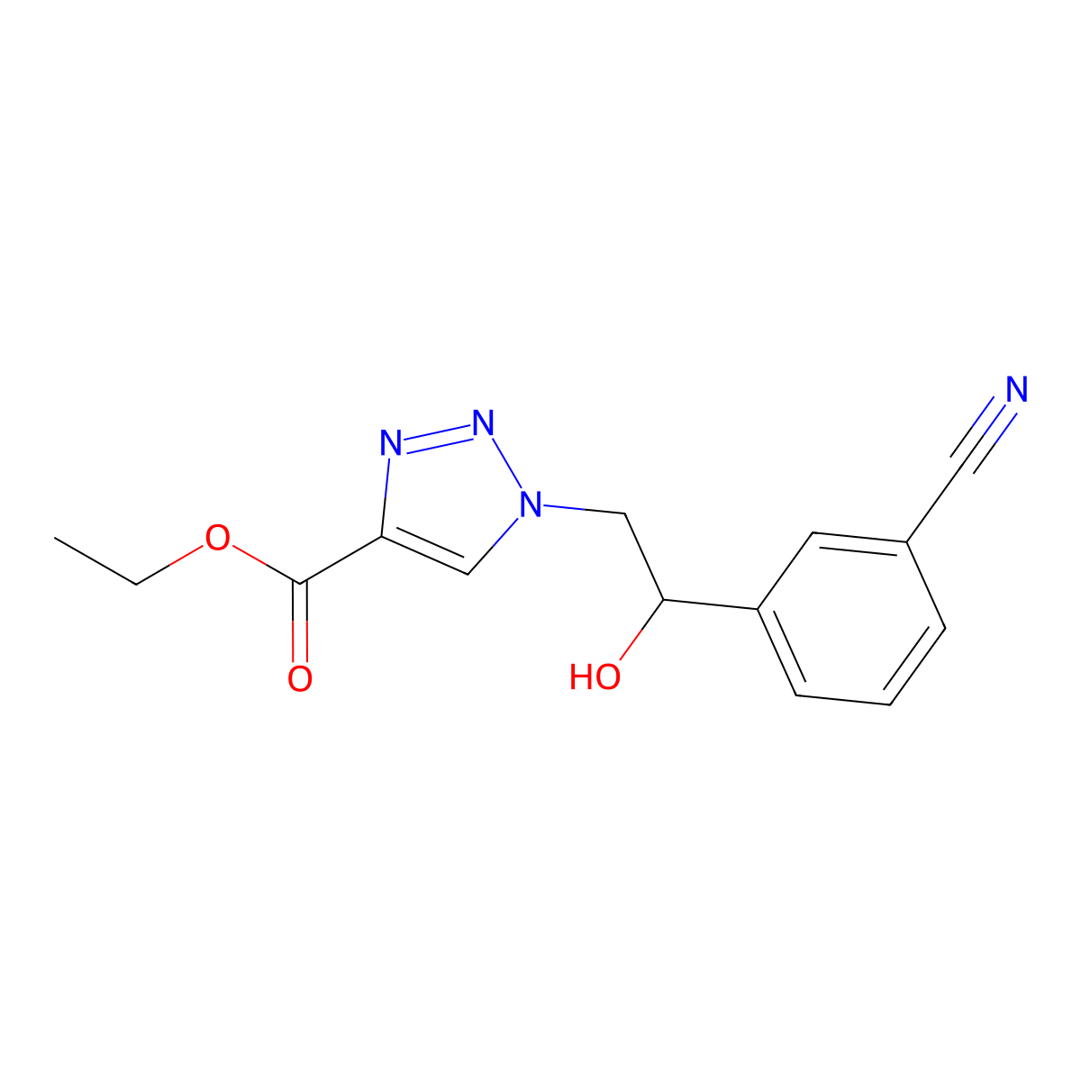 ethyl 1-[2-(3-cyanophenyl)-2-hydroxyethyl]-1H-1,2,3-triazole-4-carboxylate molecular structure, CAS 1403233-51-1