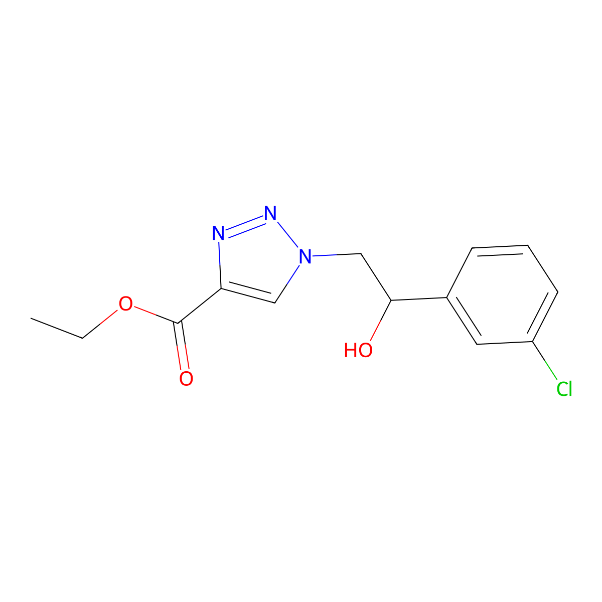 ethyl 1-[2-(3-chlorophenyl)-2-hydroxyethyl]-1H-1,2,3-triazole-4-carboxylate molecular structure, CAS 1403233-58-8