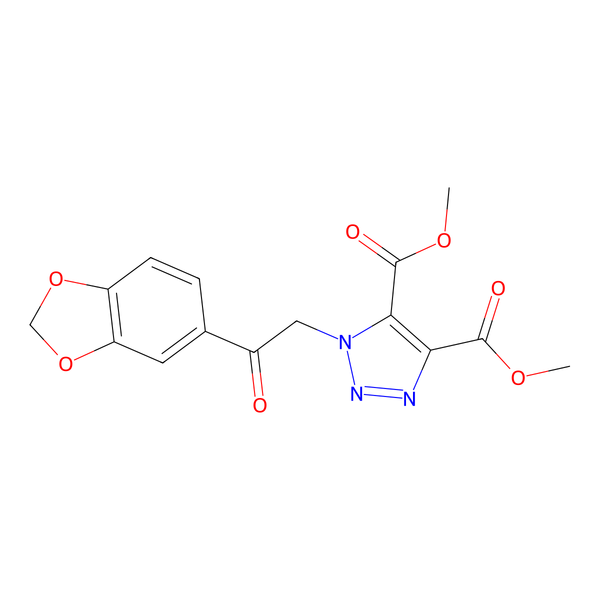 4,5-dimethyl 1-[2-(2H-1,3-benzodioxol-5-yl)-2-oxoethyl]-1H-1,2,3-triazole-4,5-dicarboxylate molecular structure, CAS 1403233-60-2