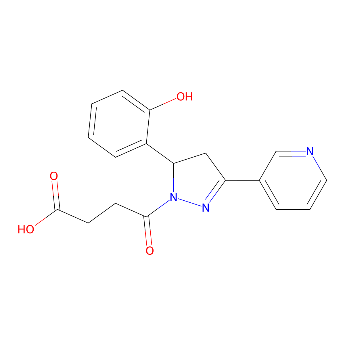 4-[5-(2-hydroxyphenyl)-3-(pyridin-3-yl)-4,5-dihydro-1H-pyrazol-1-yl]-4-oxobutanoic acid molecular structure, CAS 1403233-61-3