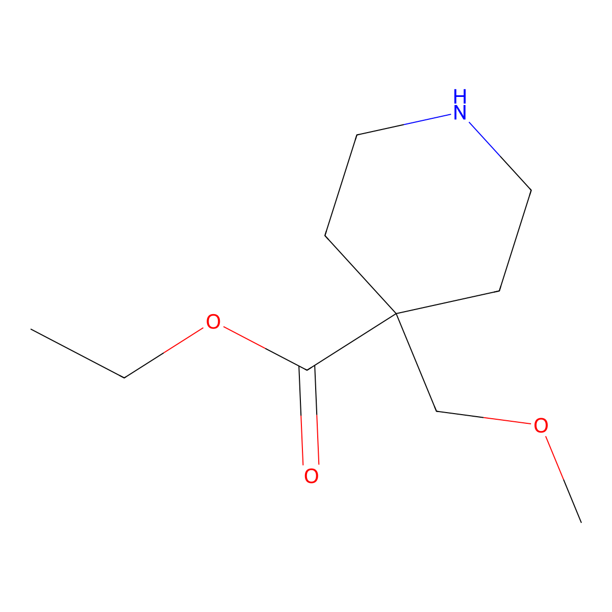 Ethyl 4-(methoxymethyl)piperidine-4-carboxylate molecular structure, CAS 1403233-64-6
