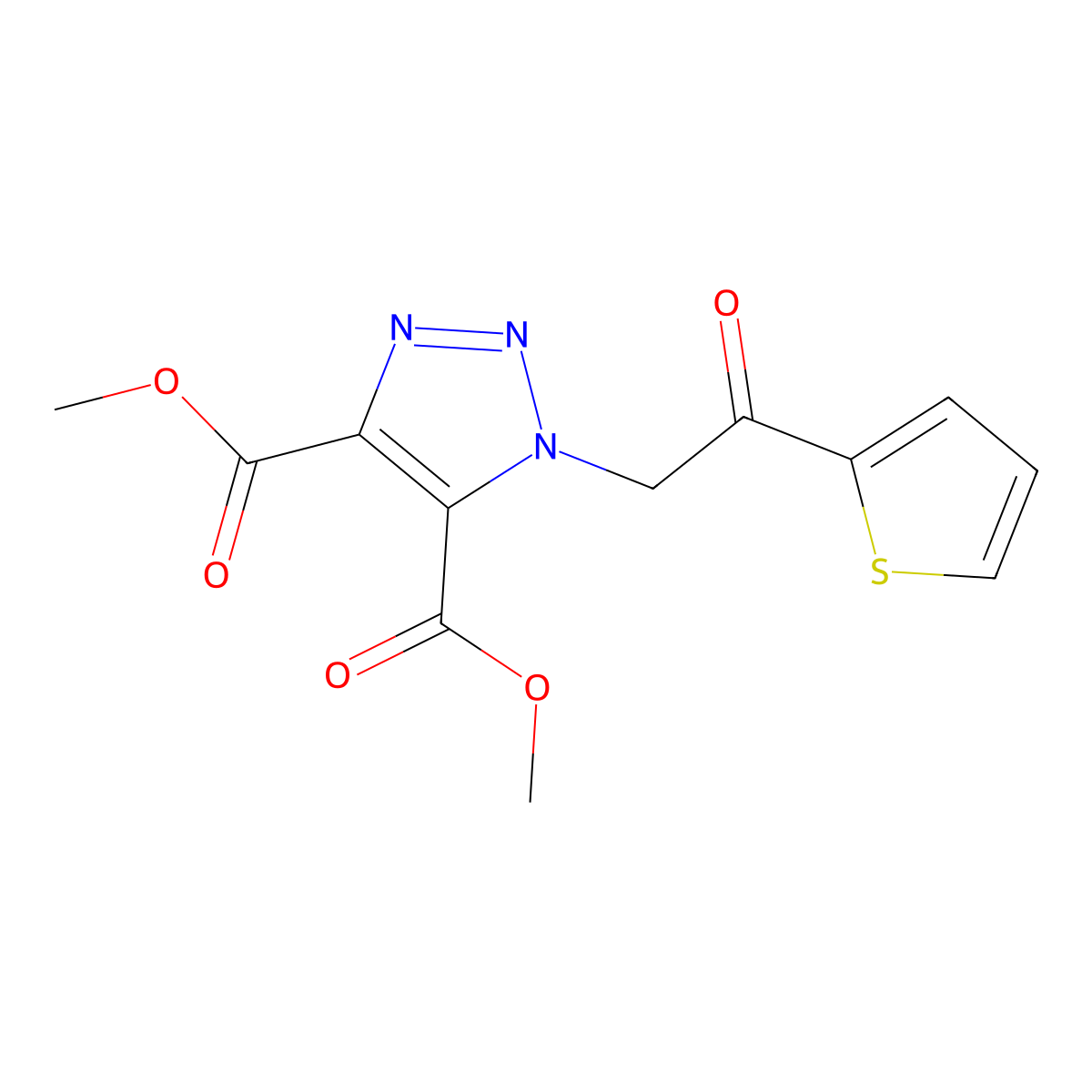 4,5-dimethyl 1-[2-oxo-2-(thiophen-2-yl)ethyl]-1H-1,2,3-triazole-4,5-dicarboxylate molecular structure, CAS 1403233-68-0