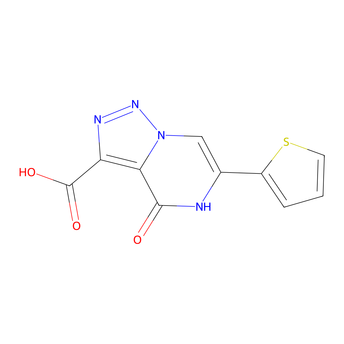 4-Oxo-6-(2-thienyl)-4,5-dihydro[1,2,3]triazolo[1,5-a]pyrazine-3-carboxylic acid molecular structure, CAS 1403233-69-1