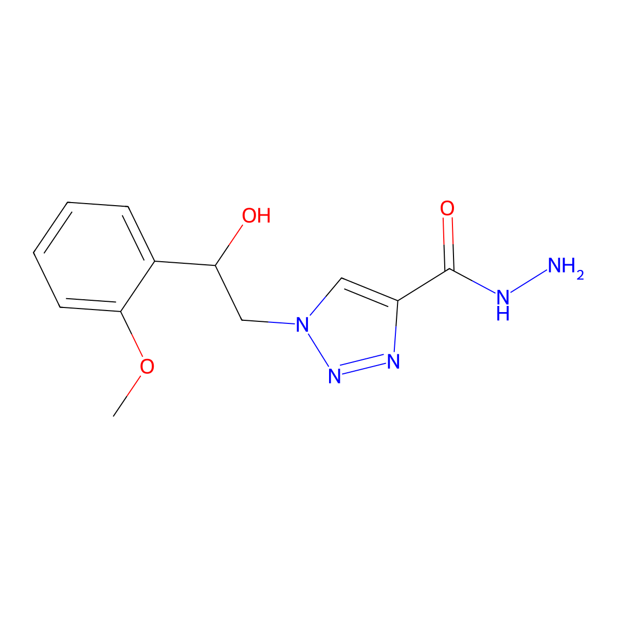 1-[2-hydroxy-2-(2-methoxyphenyl)ethyl]-1H-1,2,3-triazole-4-carbohydrazide molecular structure, CAS 1403233-73-7