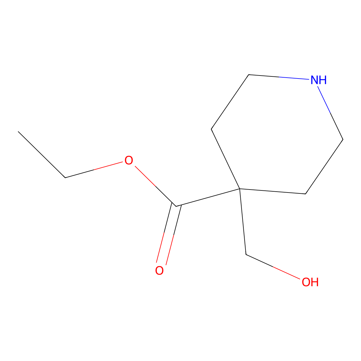 4-Hydroxymethylpiperidine-4-carboxylic acid ethyl ester molecular structure, CAS 1403233-77-1
