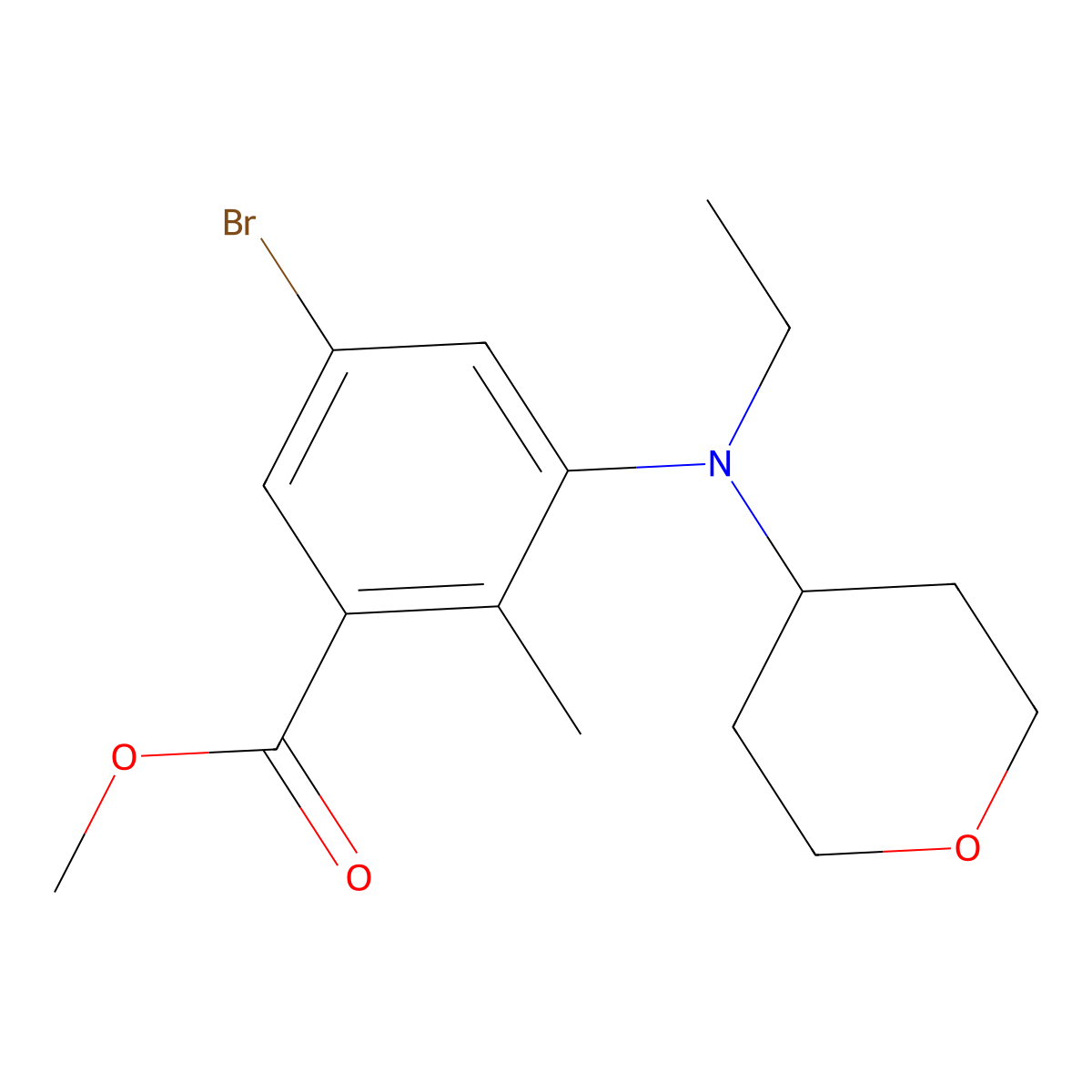 methyl 5-bromo-3-(ethyl(tetrahydro-2H-pyran-4-yl)amino)-2-methylbenzoate molecular structure, CAS 1403257-79-3