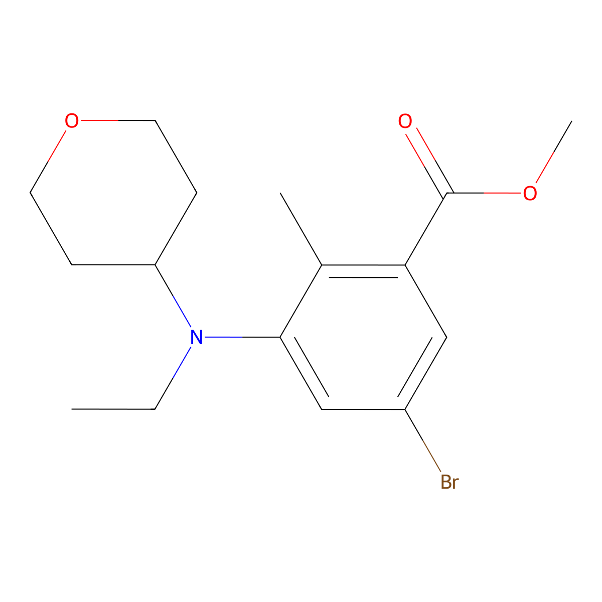 methyl 5-bromo-3-(ethyl(tetrahydro-2H-pyran-4-yl)amino)-2-methylbenzoate molecular structure, CAS 1403257-79-3