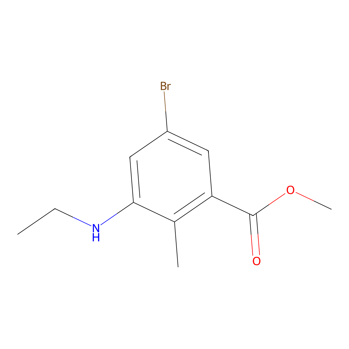 Methyl 5-bromo-3-(ethylamino)-2-methylbenzoate molecular structure, CAS 1403258-13-8