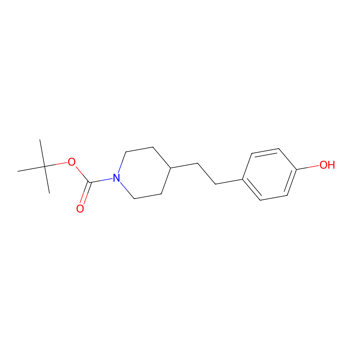Tert-butyl 4-[2-(4-hydroxyphenyl)ethyl]piperidine-1-carboxylate molecular structure, CAS 1403315-71-8