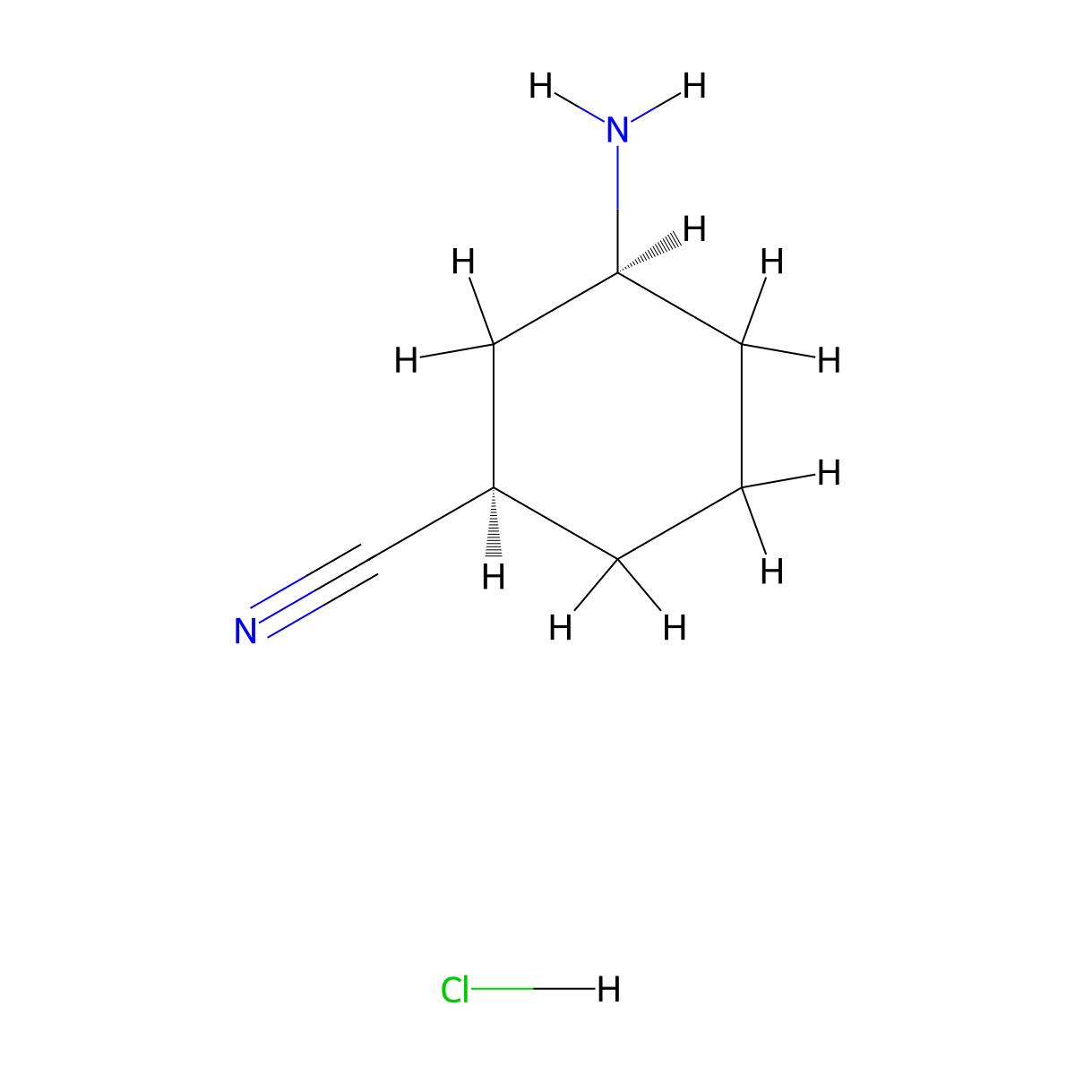 cis-3-Aminocyclohexanecarbonitrile hydrochloride molecular structure, CAS 1403323-06-7