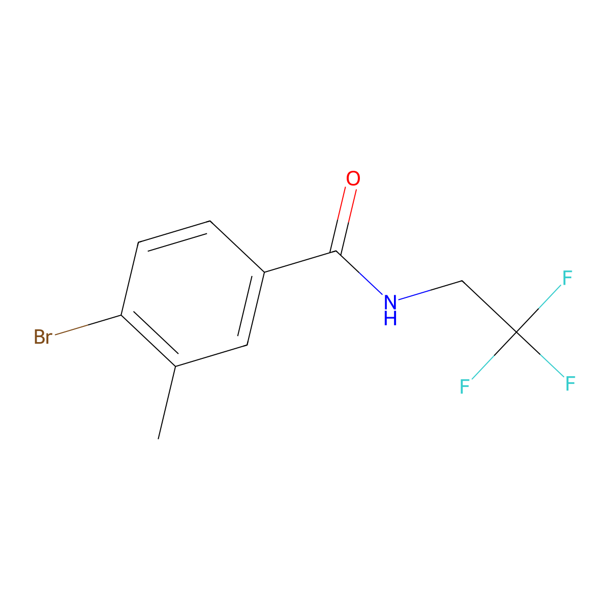 4-bromo-3-methyl-N-(2,2,2-trifluoroethyl)benzamide molecular structure, CAS 1403330-30-2