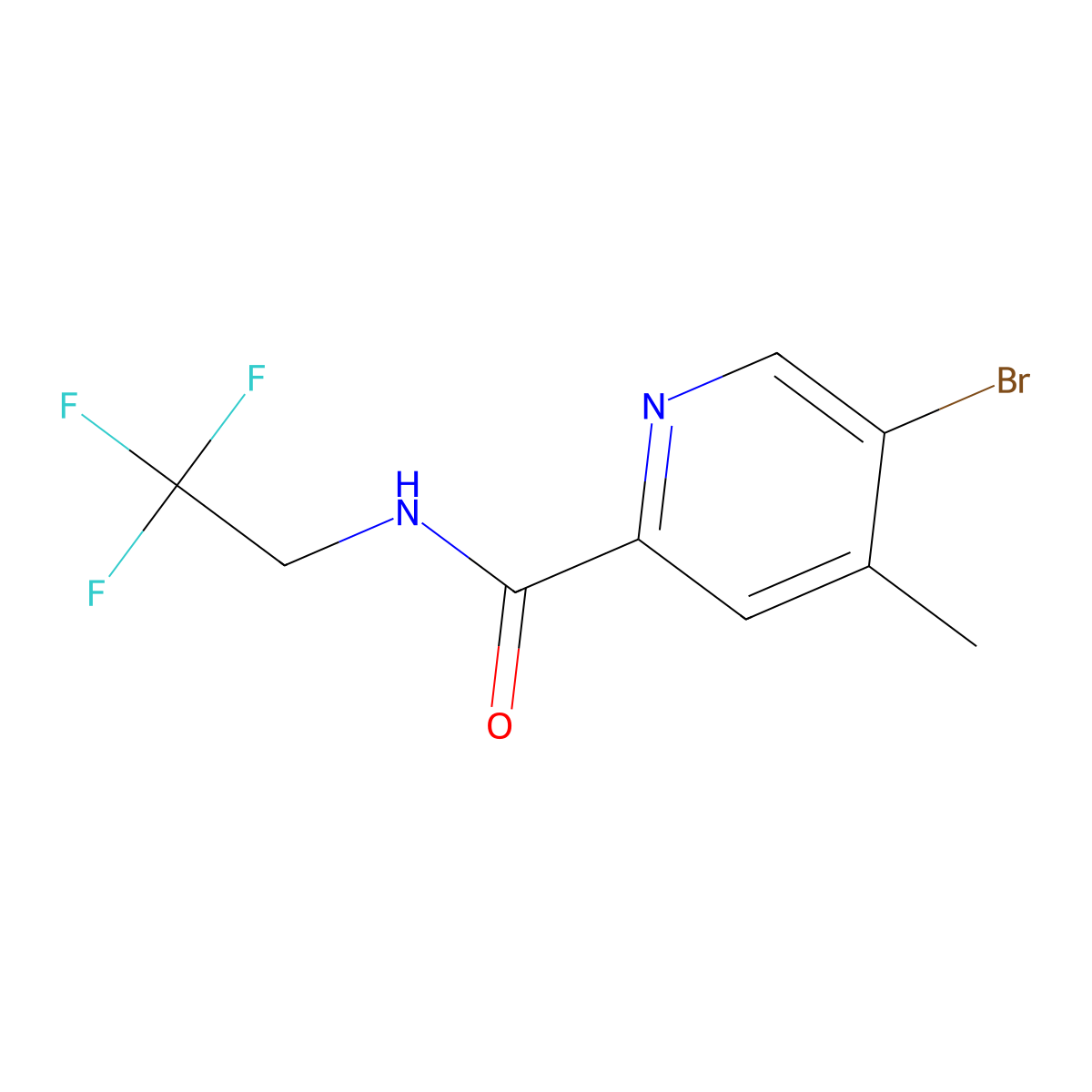 2-Pyridinecarboxamide, 5-bromo-4-methyl-N-(2,2,2-trifluoroethyl)- molecular structure, CAS 1403330-32-4