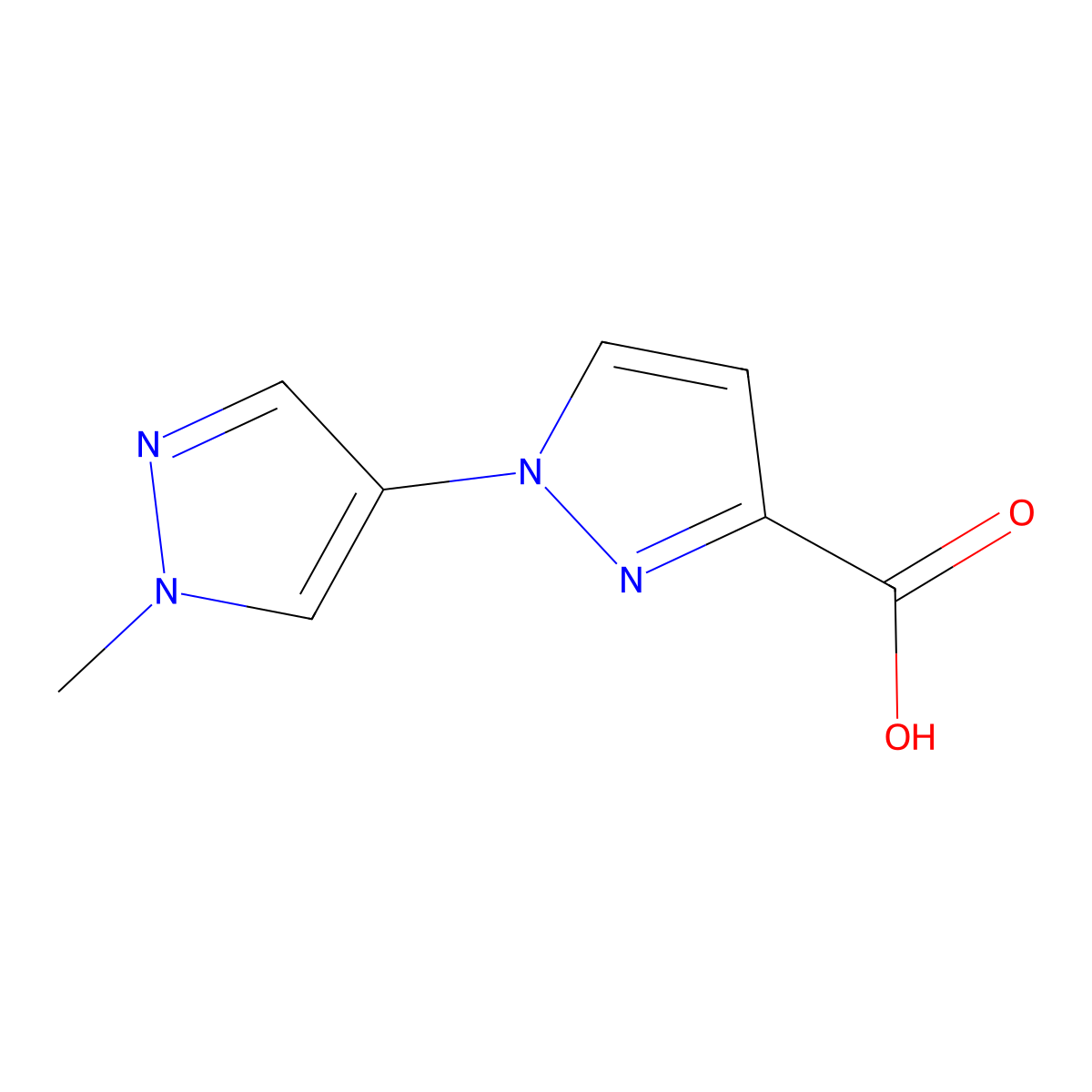 1-(1-methyl-1H-pyrazol-4-yl)-1H-pyrazole-3-carboxylic acid molecular structure, CAS 1403333-09-4