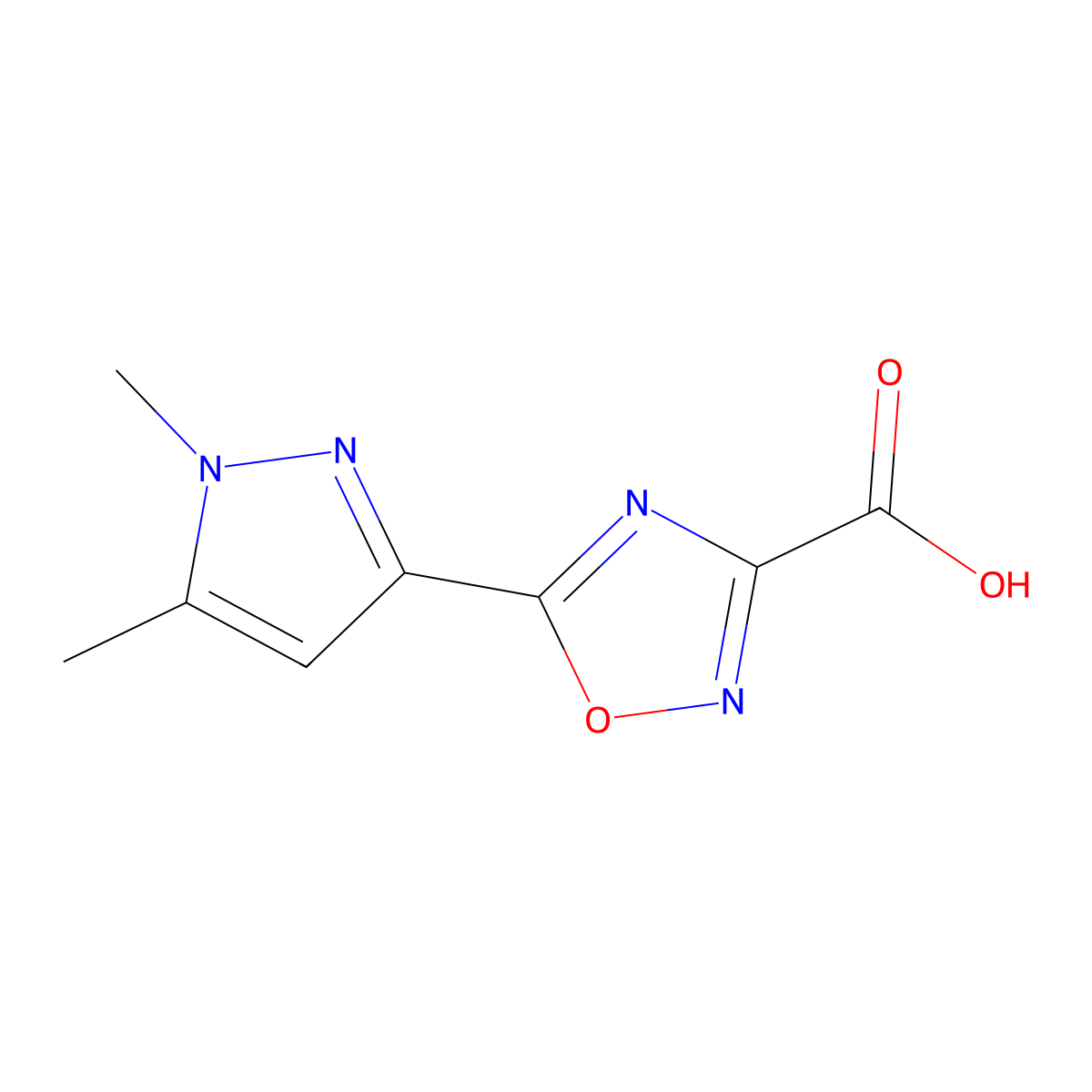 5-(1,5-Dimethyl-1H-pyrazol-3-yl)-1,2,4-oxadiazole-3-carboxylic acid molecular structure, CAS 1403333-52-7