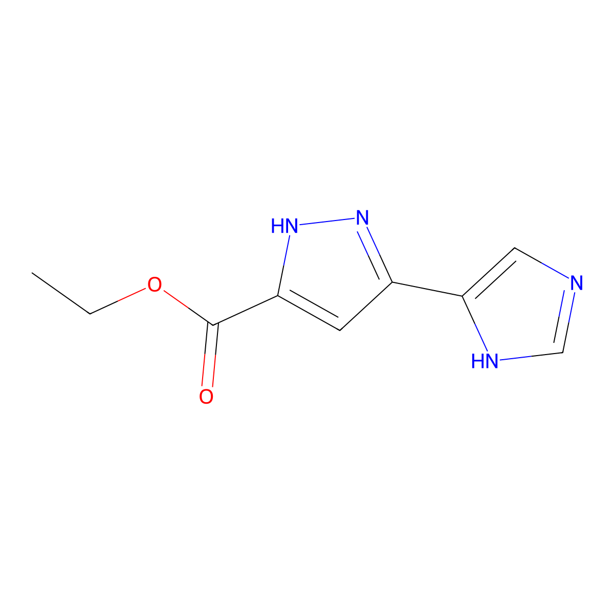 Ethyl 3-(1H-imidazol-4-yl)-1H-pyrazole-5-carboxylate molecular structure, CAS 1403333-60-7
