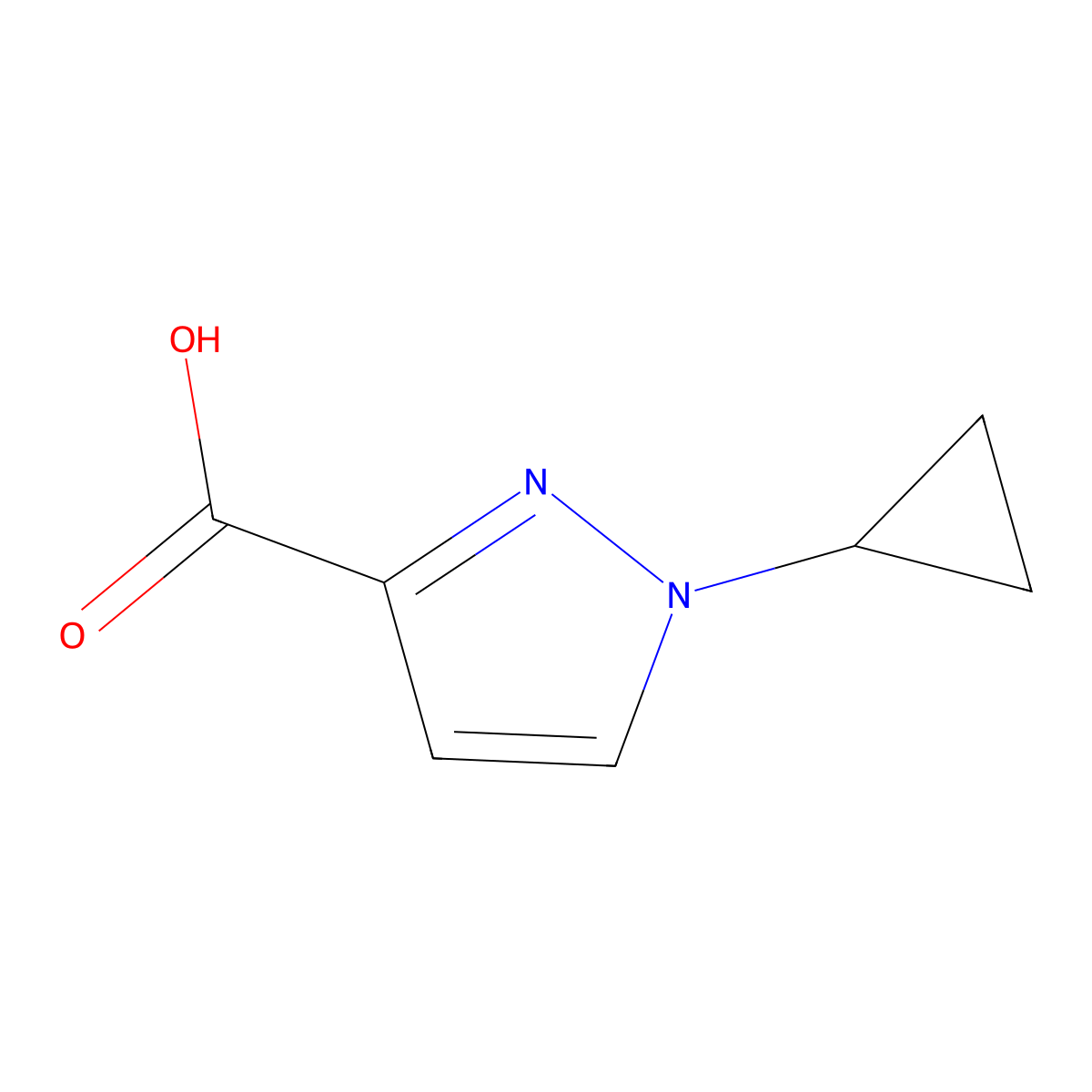 1-cyclopropyl-1H-pyrazole-3-carboxylic acid molecular structure, CAS 1403333-94-7