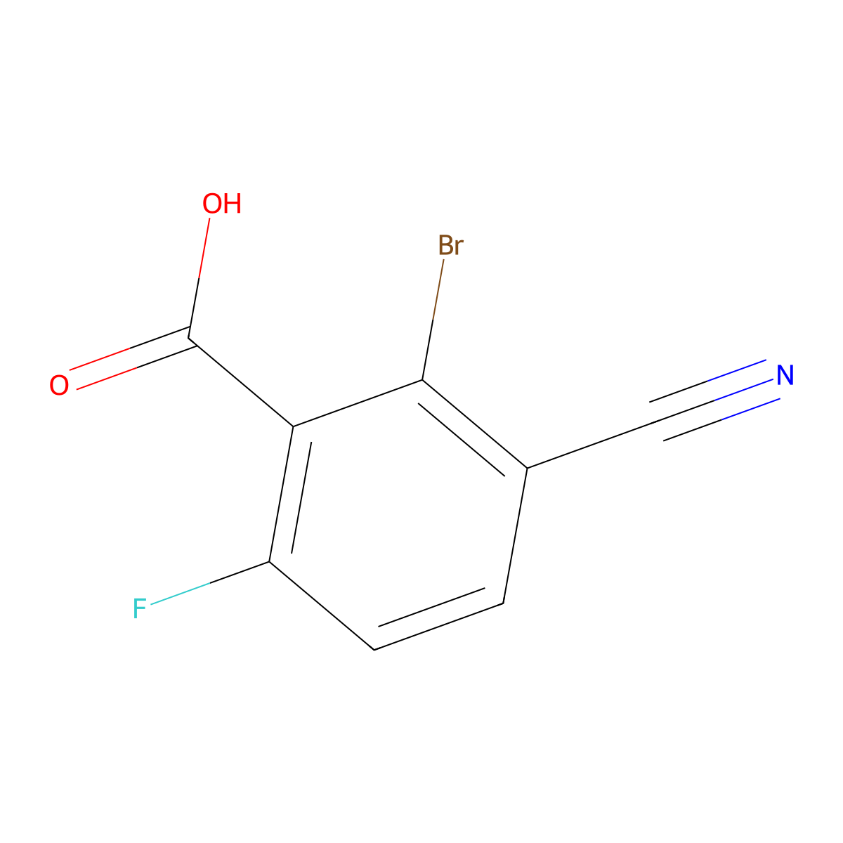 2-Bromo-3-cyano-6-fluorobenzoic acid molecular structure, CAS 1403381-77-0