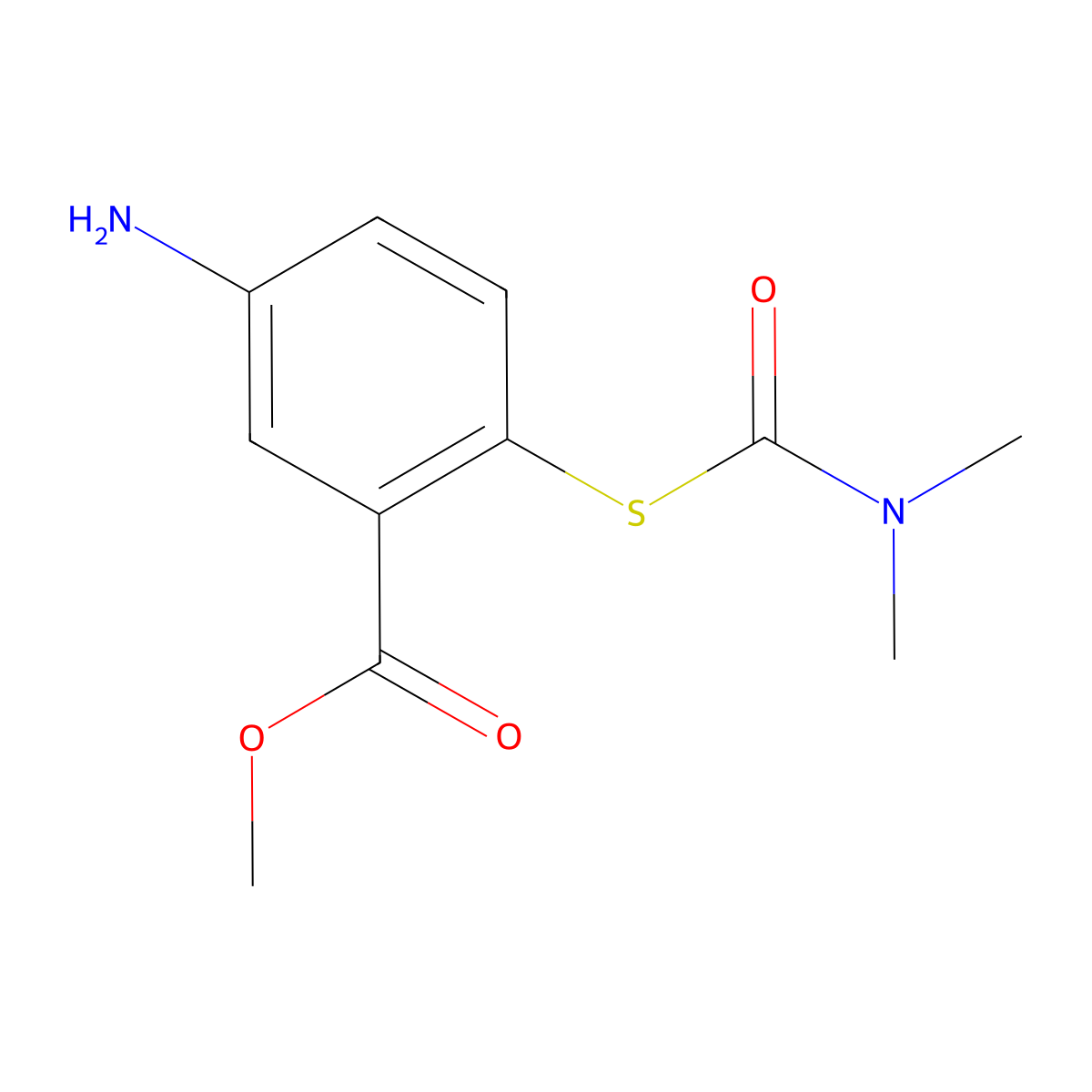 Methyl5-amino-2-[(dimethylcarbamoyl)sulfanyl]benzoate molecular structure, CAS 1403384-99-5