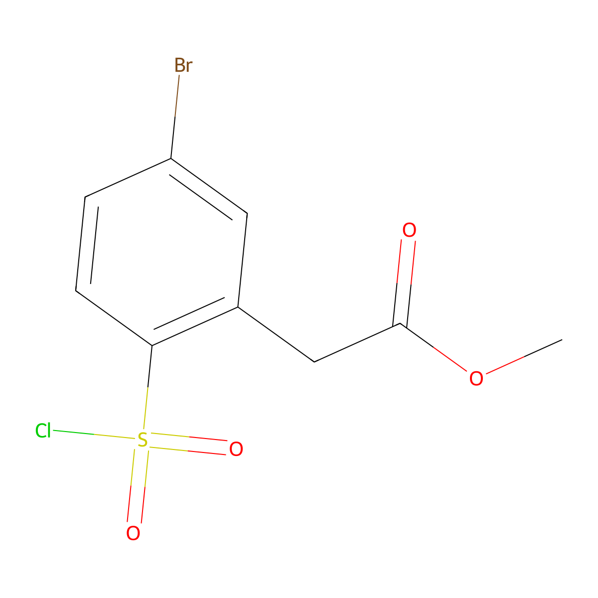 Methyl 2-[5-bromo-2-(chlorosulfonyl)phenyl]acetate molecular structure, CAS 1403387-05-2