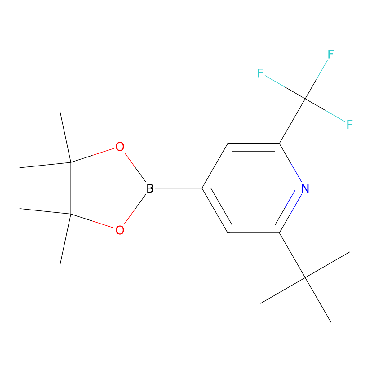 2-Trifluoromethyl-6-(tert-butyl)pyridine-4-boronic acid pinacol ester molecular structure, CAS 1403387-91-6