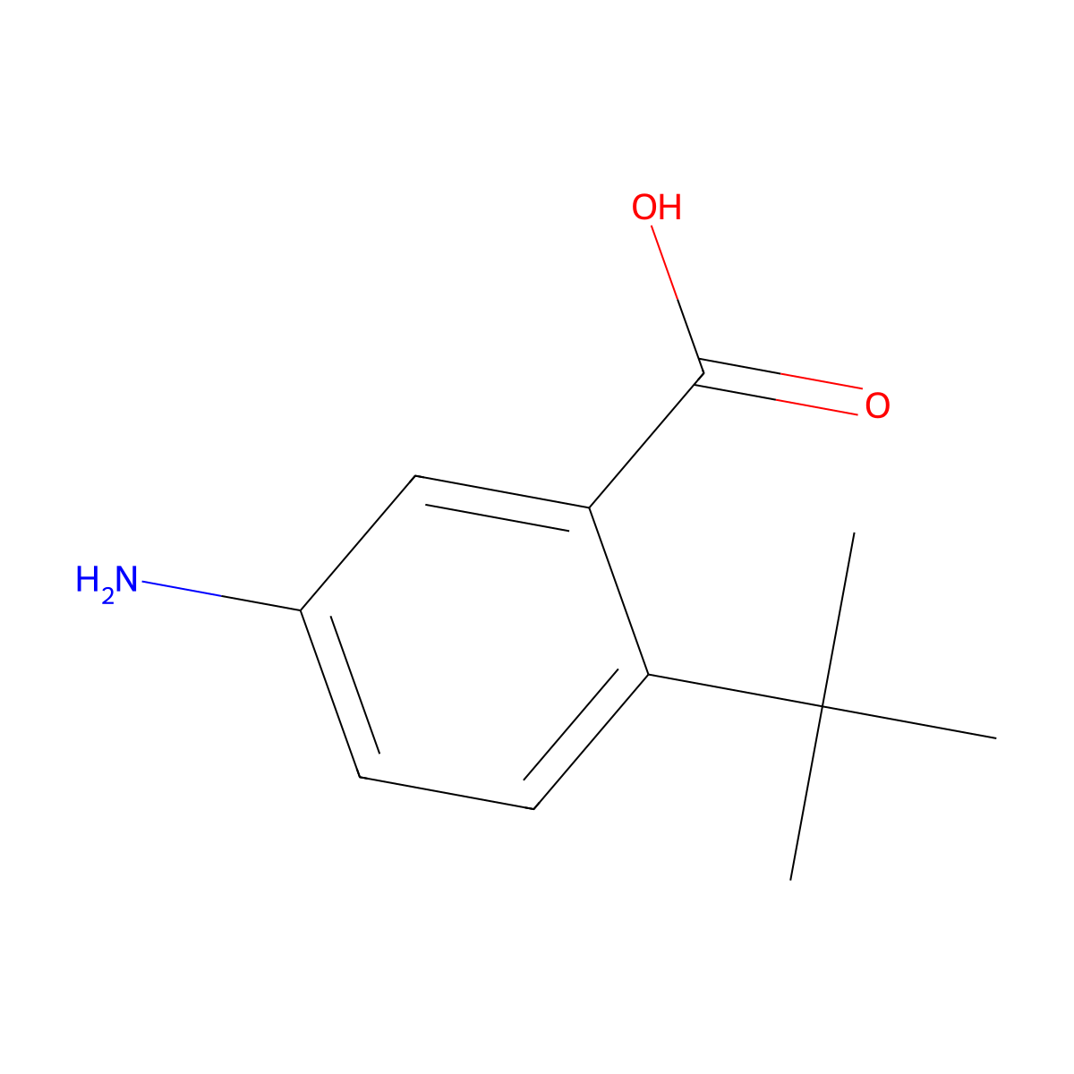5-Amino-2-(tert-butyl)benzoic acid molecular structure, CAS 14034-91-4