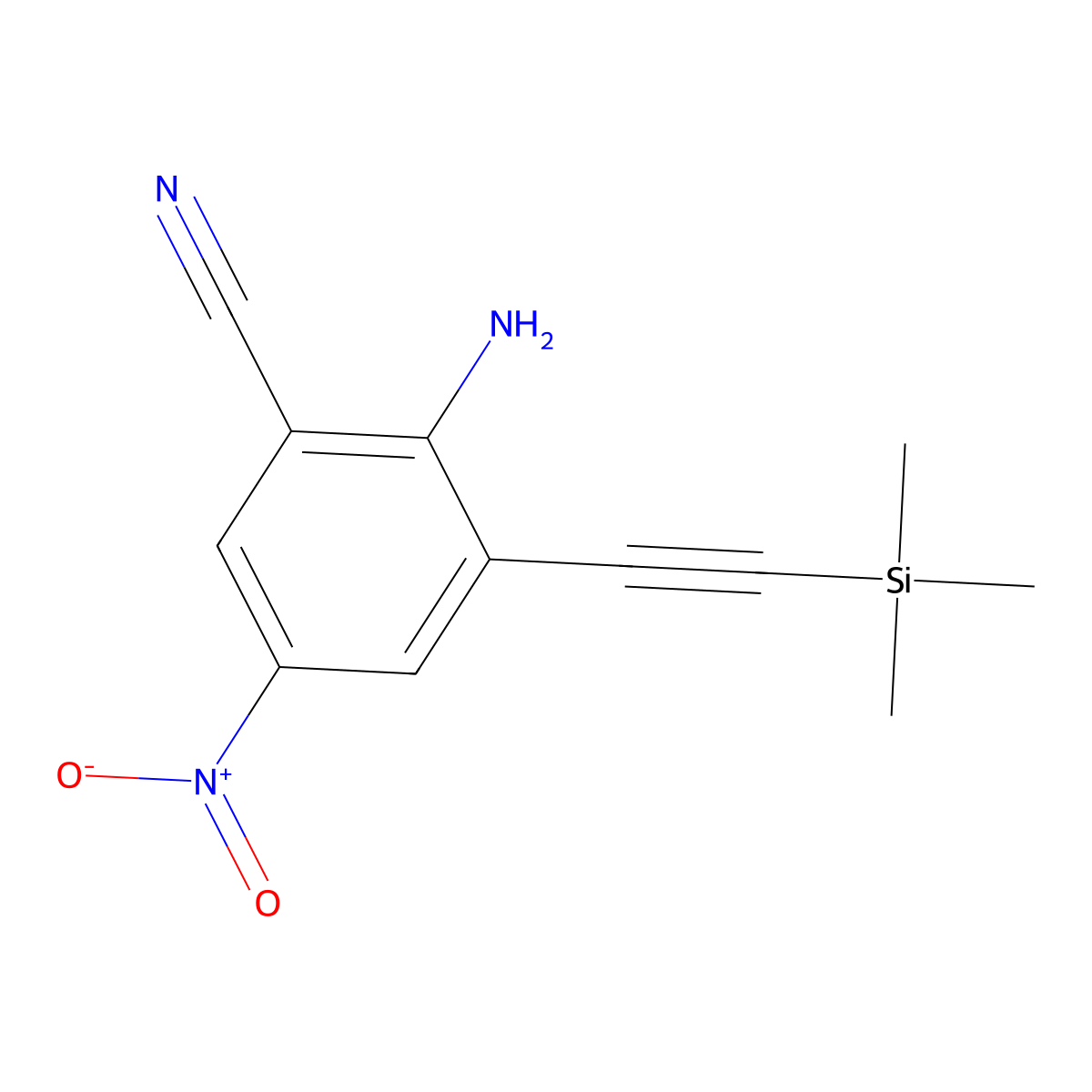 2-Amino-5-nitro-3-((trimethylsilyl)ethynyl)benzonitrile molecular structure, CAS 1403473-67-5