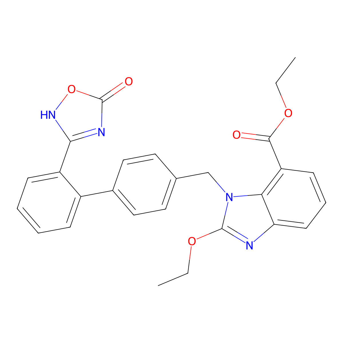 ethyl 2-ethoxy-3-[[4-[2-(5-oxo-2H-1,2,4-oxadiazol-3-yl)phenyl]phenyl]methyl]benzimidazole-4-carboxylate molecular structure, CAS 1403474-70-3