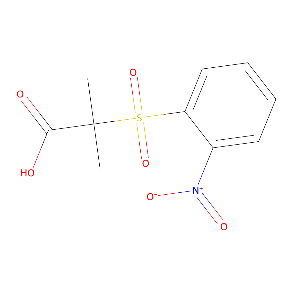 2-Methyl-2-[(2-nitrobenzene)sulfonyl]propanoic acid molecular structure, CAS 1403483-55-5