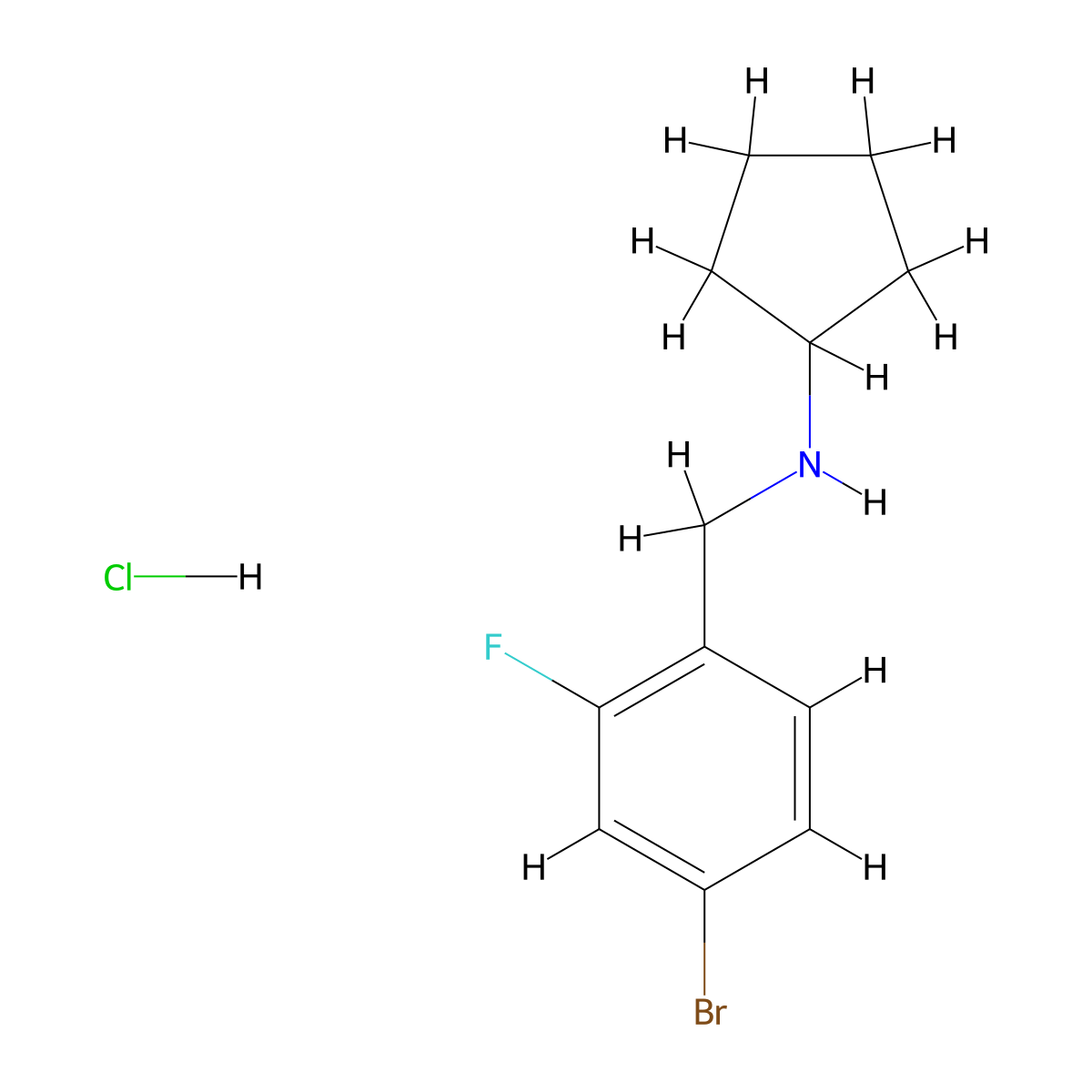 N-Cyclopentyl 4-bromo-2-fluorobenzylamine, hcl molecular structure, CAS 1403483-57-7