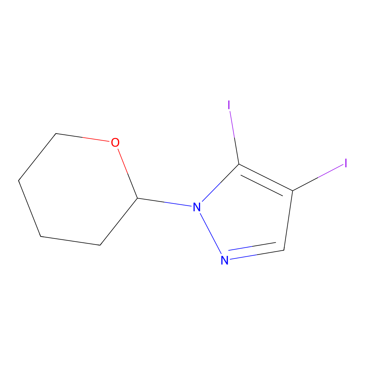 4,5-Diiodo-1-(oxan-2-yl)pyrazole molecular structure, CAS 1403483-65-7