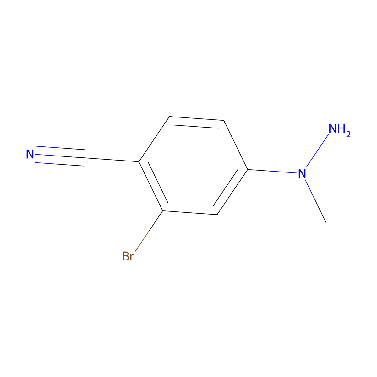 2-Bromo-4-(1-methylhydrazin-1-yl)benzonitrile molecular structure, CAS 1403483-69-1